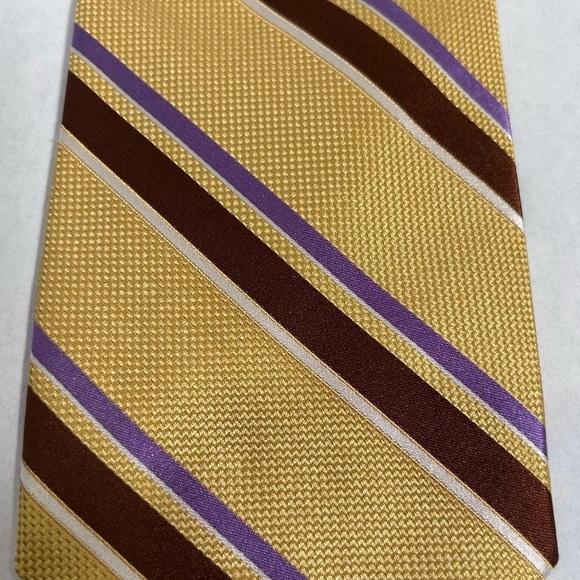 2 for$15 Jos. A. Bank 100% Silk Yellow Striped Tie - Picture 1 of 9